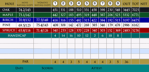 Scorecard Holes 1-9